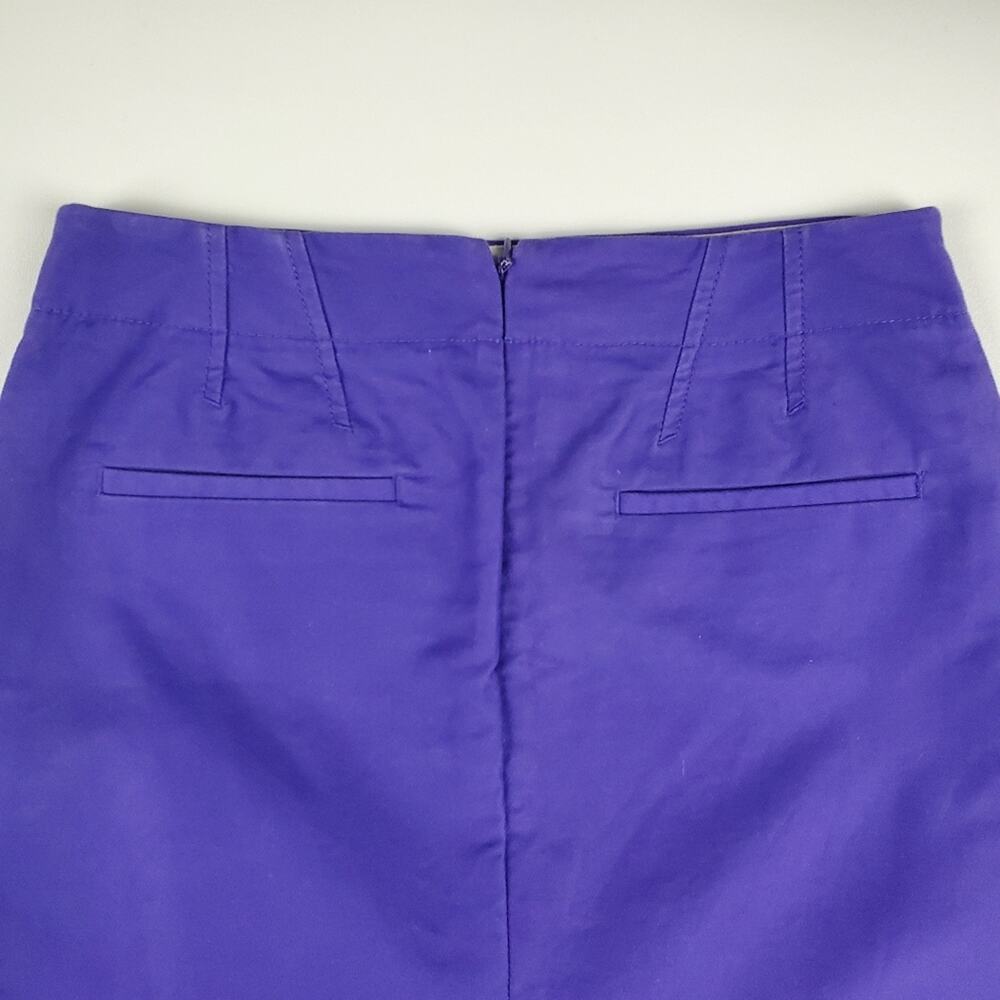 J. Crew No. 2 Stretch Pencil Skirt Sleek Fitted Mini Pleated Zip Purple Size 00 - Picture 6 of 7